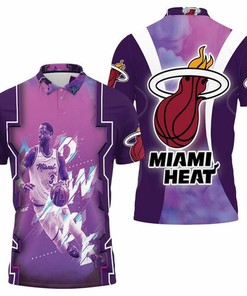 Dwyane Wade Miami Heat Legend Vice Background 3D All Over Print Polo Shirt - Breathable Fabric with Athleisure Collar