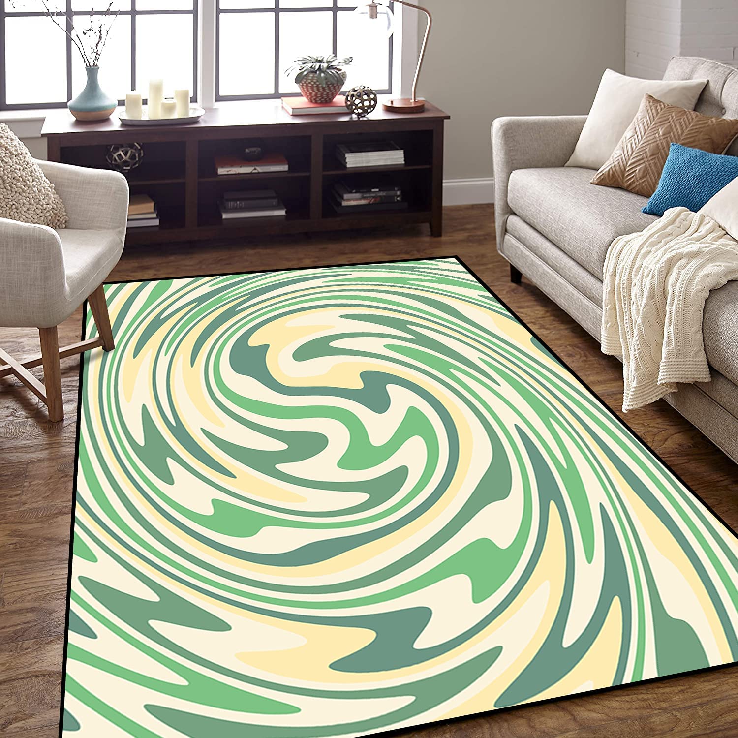 EPONGEKIT Area Rug - Carpet Runner Home Decor Doormat Yoga Patio, Multicolor 70s Style - Image 2