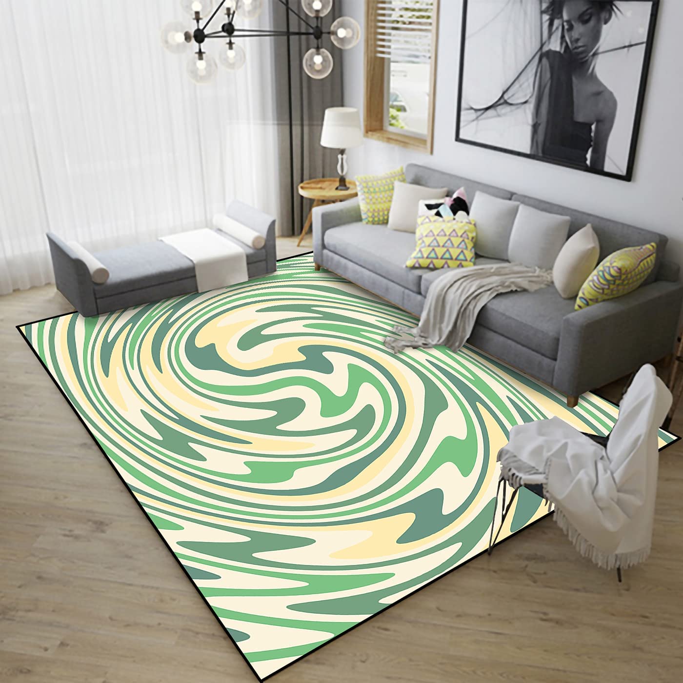 EPONGEKIT Area Rug - Carpet Runner Home Decor Doormat Yoga Patio, Multicolor 70s Style - Image 3