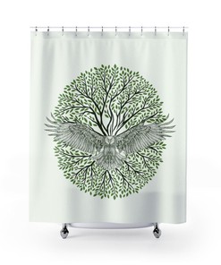 Eagle Green Shower Curtain - Boho Art Shower Curtain with Stylish Design and Cottage Farmhouse Decoration