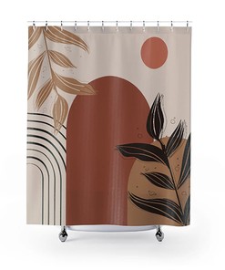 Earth Tones Brown Bohemian Shower Curtain / Abstract Bath Curtain / Modern Bathroom Design / Vintage-Inspired
