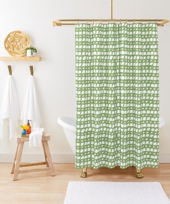 Eco-Friendly Green Minimalist Shower Curtain with Abstract Art Design - Waterproof and Extra Durable, Includes Hooks