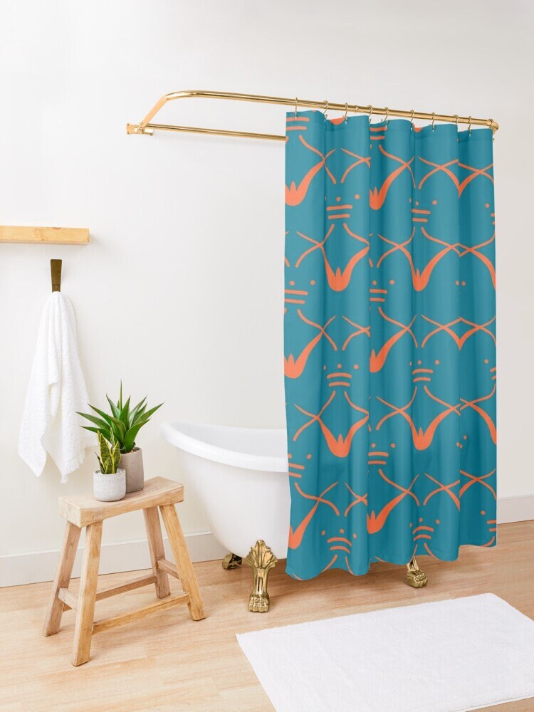 Eco-Friendly Minimalist Shower Curtain with Abstract Art Design - Trendy Earth Tones, Waterproof and Includes Hooks - Image 4