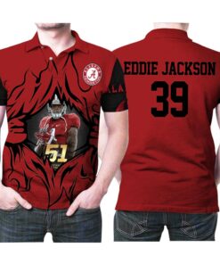 Eddie Jackson #39 NFL Football Great Player from Alabama Crimson Tide 3D Allover Print Polo Shirt for Fans and Lovers