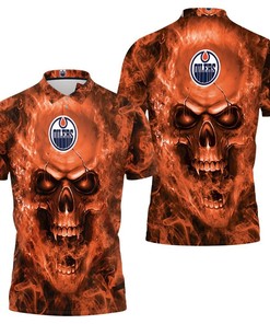 Edmonton Oilers NHL Fans Skull Polo Shirt - All Over Print 3D T-Shirt with Athleisure Collar