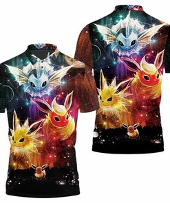 Eevee Jolteon Flareon Vaporeon 3D Designed All Over Print Polo Shirt - Breathable Fabric and Personalized Design