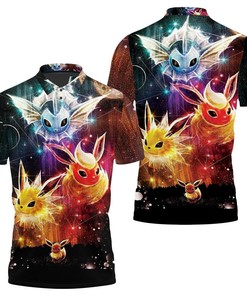 Eevee Jolteon Flareon Vaporeon 3D Polo Jersey Shirt - Personalized 3D Polo Shirt with Breathable Fabric