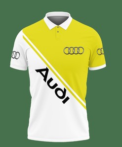 Electric Yellow: 3D Printed Audi PVT-LT Polo Shirt Ver 4 with Breathable Fabric Design