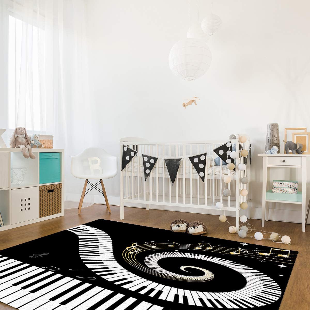 Elegant Piano Keys Staff Vortex Area Rug for Music Lovers' Living Room and Bedroom - Image 2