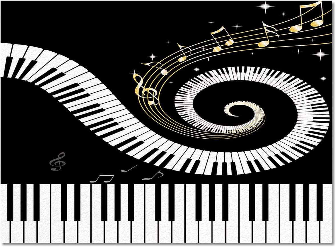 Elegant Piano Keys Staff Vortex Area Rug for Music Lovers' Living Room and Bedroom - Image 3