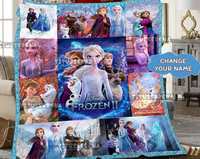 Elsa and Anna Christmas Gift - Personalized Frozen Quilt Blanket for Kids - Image 2