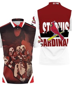 Embody the Spirit of The Mighty St. Louis Cardinals with Our Manual Oil Paint Style Polo Shirt