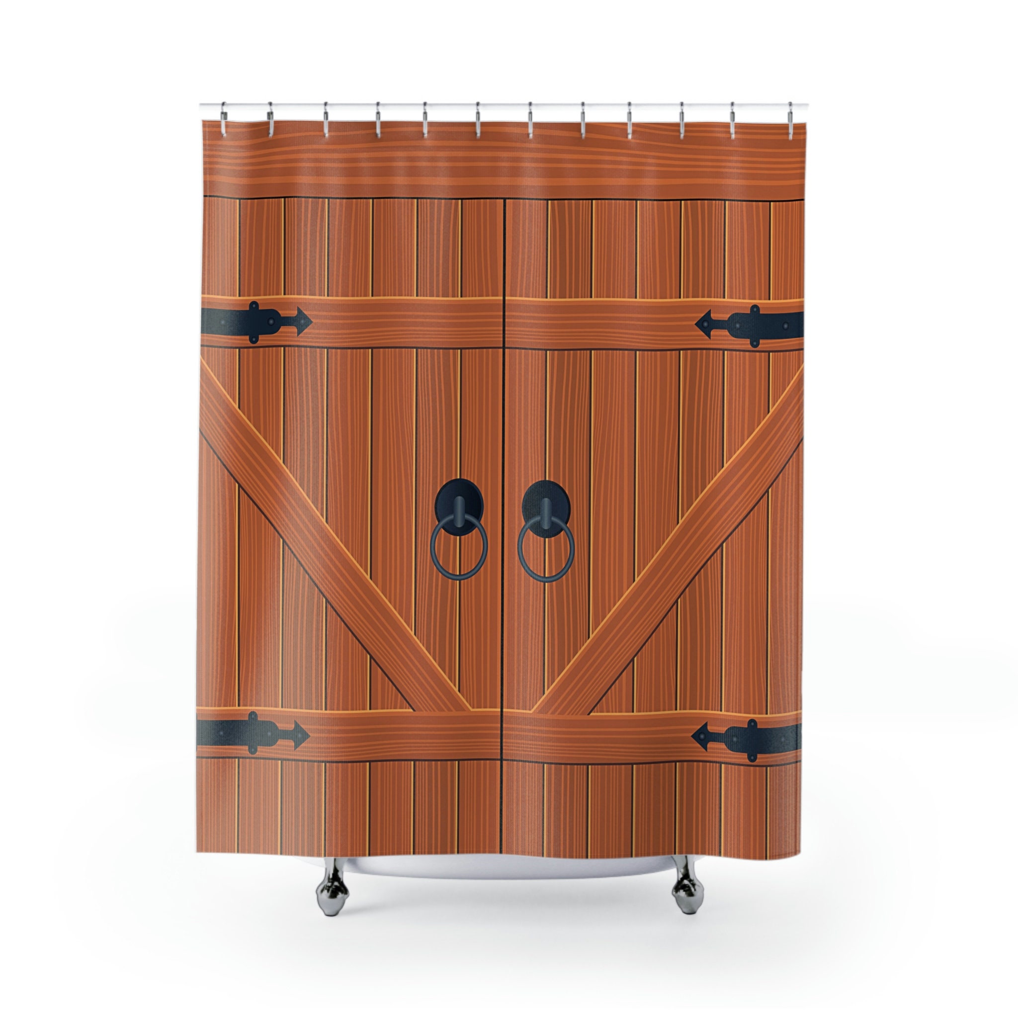Embrace a rustic feel with this Old Vintage Wood Door Waterproof Shower Curtain - Image 2