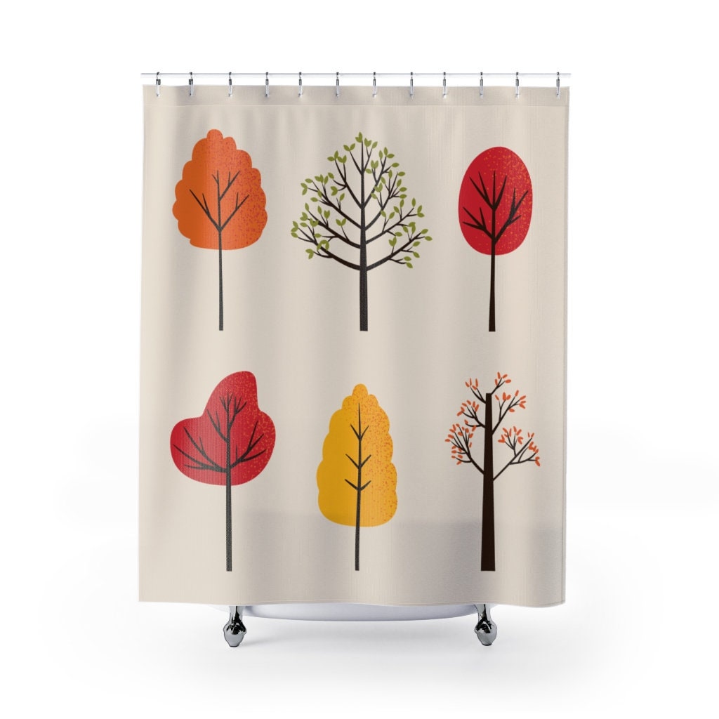 Embrace the beauty of nature with this Vibrant Trees Shower Curtain