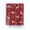 Embrace the holiday spirit with this Merry Christmas Holiday Reindeer Deer Shower Curtain
