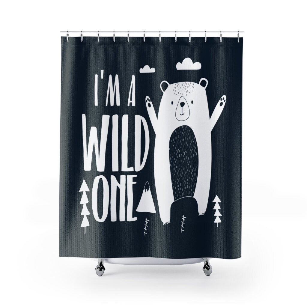 Embrace your wild side with this I'm A Wild One Bear Clouds Nature Shower Curtain