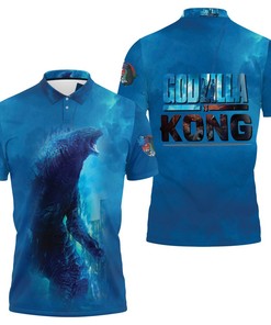 Enjoy Godzilla Showing Up the Power in the City with Godzilla Vs. Kong Polo Shirt in All Over Print