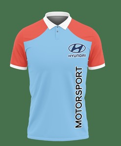 Enjoy a day out in the sun without breaking a sweat with this Light Blue HYUNDAI N TCR TNT-HT Polo Shirt Ver 1