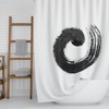 Enso Zen Circle Shower Curtain, Japanese Brushstroke Bath Curtain, Black on White Asian Oriental Boho Eclectic Design