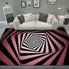 Entrancing Visual Swirl Black and White 3D Illusion Rug - Restaurant with Large 70s Rug and Style 70s Decor