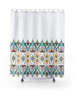 Ethnic Print Boho Shower Curtain, Restroom Decor, 71 x 71 inch Curtain, Beautiful Bathroom Essential, Bath Curtain