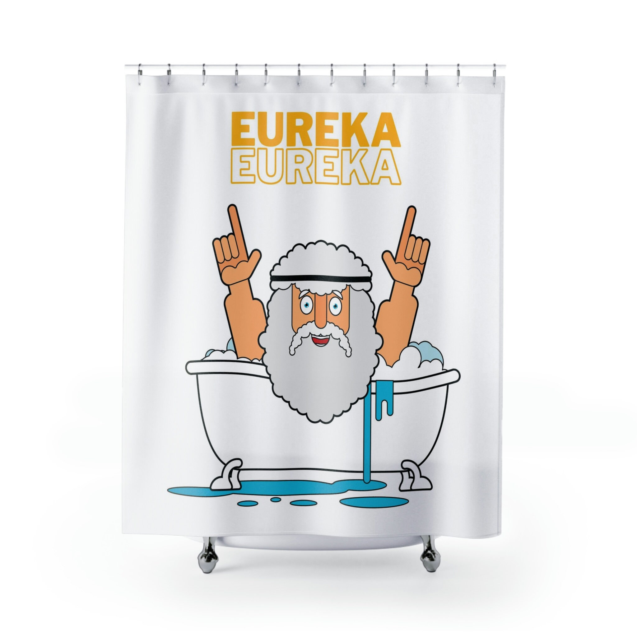 Eureka! & Archimedes Quote Shower Curtain Set - Funny Nerd Gift Idea with Bathroom Accessories - Image 2