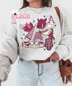 Exclusive Unisex 90S Vintage Oversized Arkansas Razorbacks Sweatshirt, University Of Arkansas Shirt, Hoodie