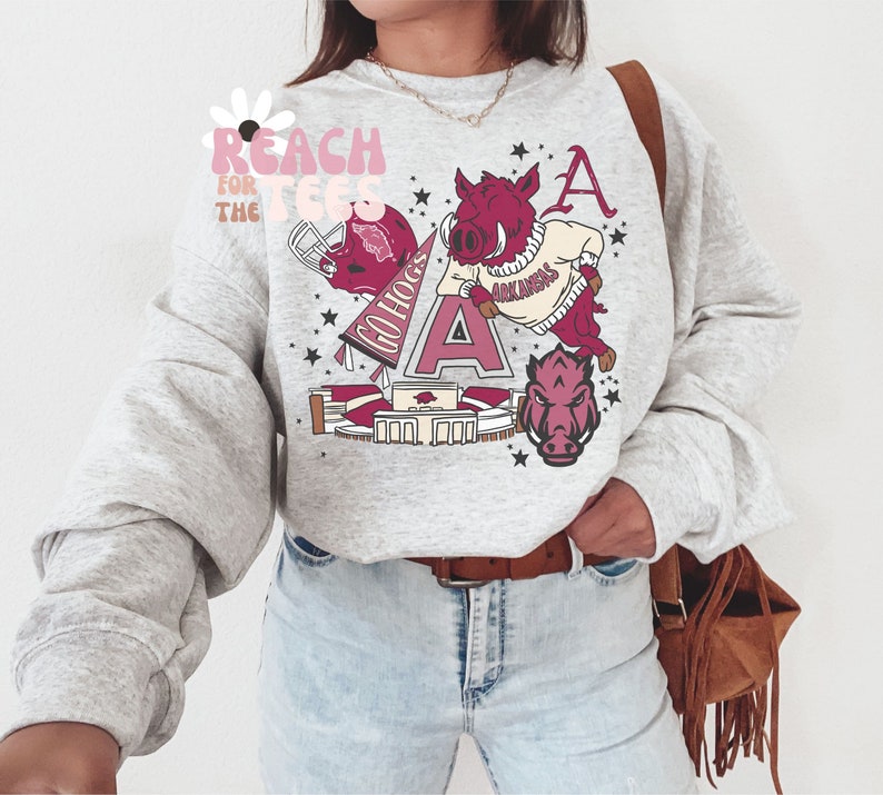Exclusive Unisex 90S Vintage Oversized Arkansas Razorbacks Sweatshirt, University Of Arkansas Shirt, Hoodie
