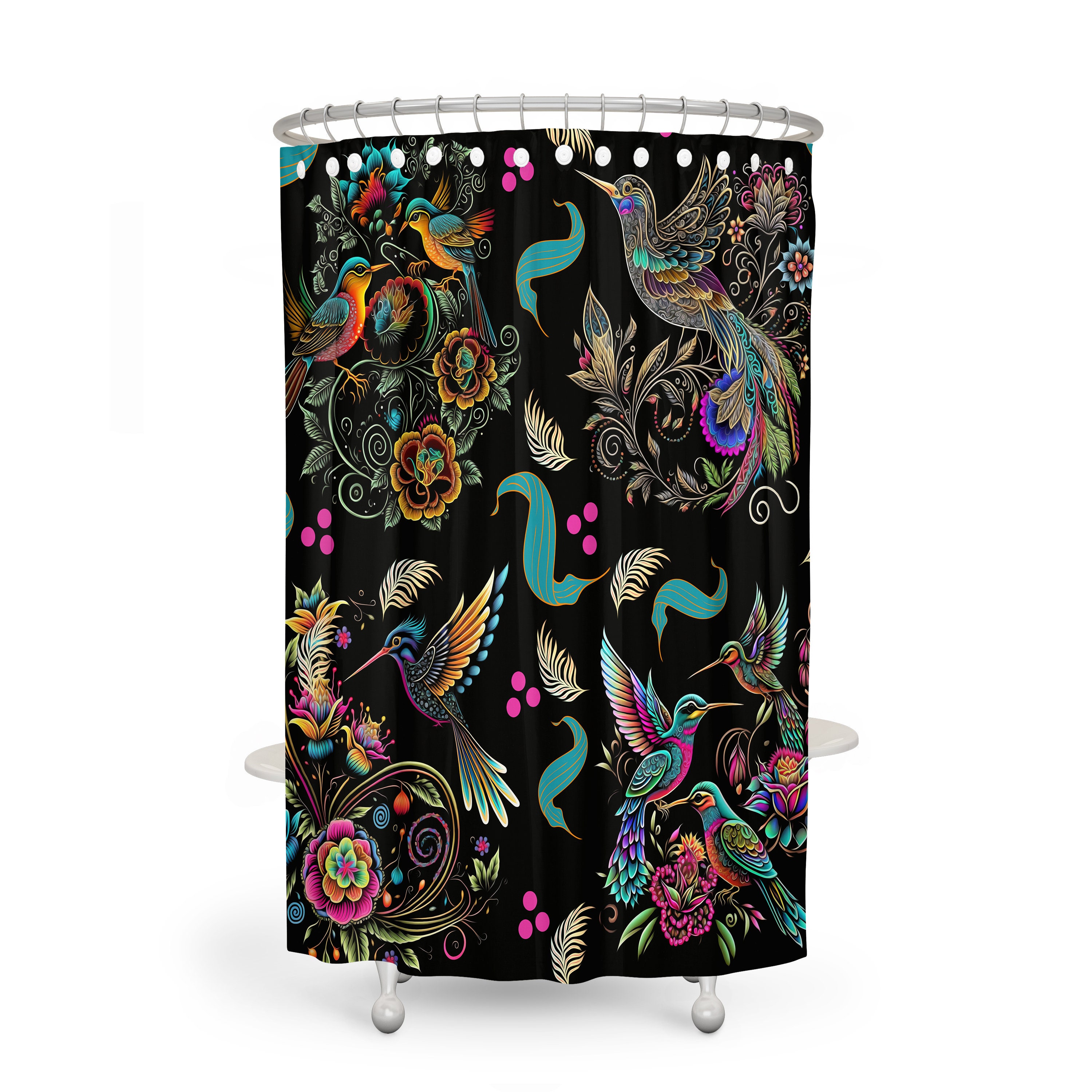 Exotic Birds Shower Curtain with Matching Towels and Mat - Image 4