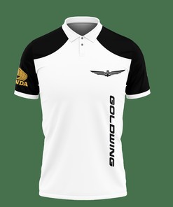 Experience the ultimate comfort in our black Honda Gold Wing Nct-Lt 3D printed polo shirt