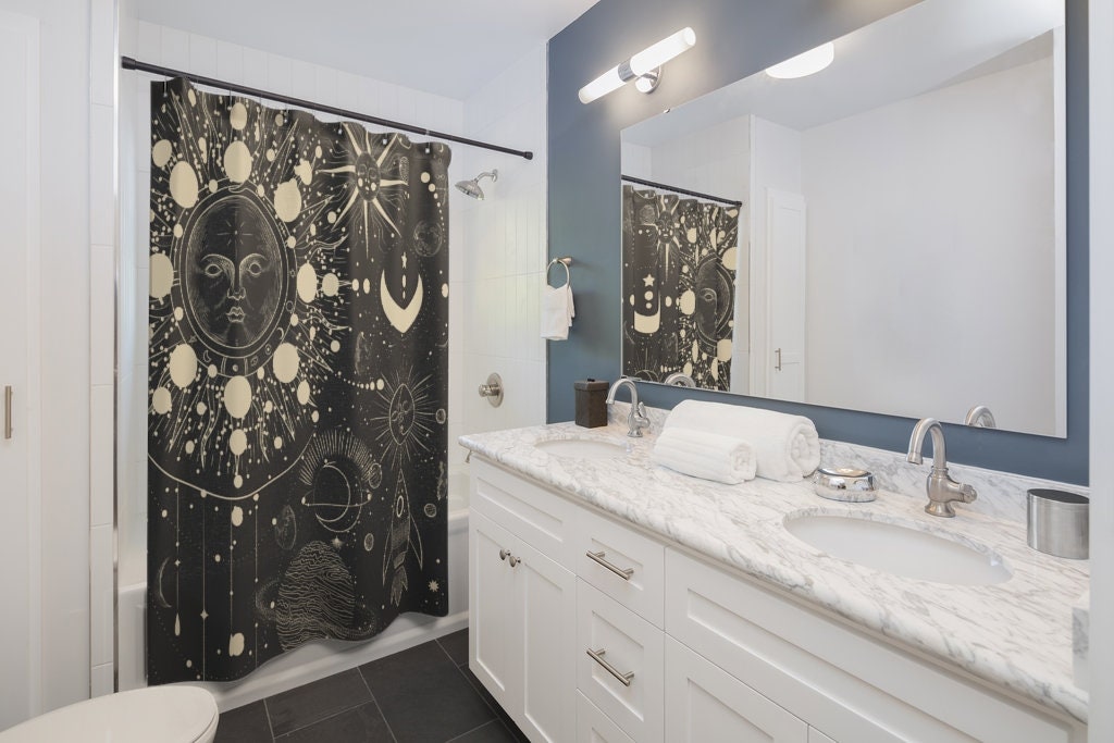 Explore the Celestial Moon Space Cosmos with this Shower Curtain - Image 2