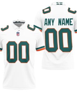 Express your NFL passion with this Art Miami Dolphins Nfl American Football White 2019 Alternate Game Polo Shirt.