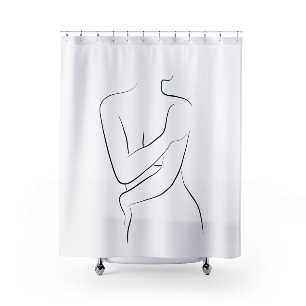 Expressive Black and White Nude Body Shower Curtain | Minimalist Scandinavian Bathroom Decor - Image 3