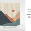 Extra Long High Quality Boho Shower Curtain with Sun & Mountains Landscape Design