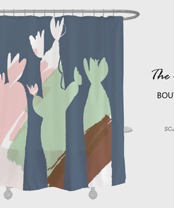 Extra Thick Cactus Shower Curtain, Abstract Plant Art for Bathroom Decor, Customizable Sizes