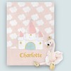 Fairytale and Princess Themed Baby Gift, Disney Inspired Baby Blanket with Castles, Pink Baby Girl Shower Gift