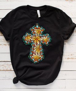 Faith Sublimation Design Sunflower T-Shirt - Jesus Loves Me Christian