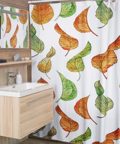 Fall Leaves Shower Curtain, Autumn Floral Decor with Leaf Shower Curtain Design, Ideal for Fall Home Decor