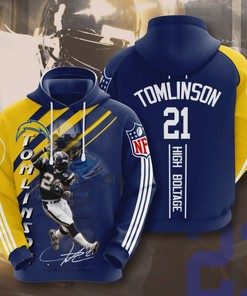 Fall Style All Over Print 3D Hoodie for Los Angeles Chargers Fans with Custom Sport Design