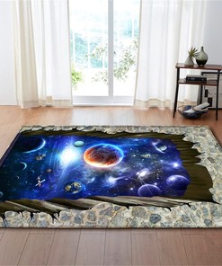 Fantasy Starry Short Pile Rug with 3D Optical Illusion Design for Comfortable Living Room or Bedroom