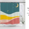 Farmhouse Boho Shower Curtain with Moon & Stars Phases and Customizable Sizes