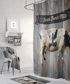 Farmhouse Cow Shower Curtain, Unique Bathtub Curtain with Cow Design, Perfect for Farmhouse-Inspired Bathrooms