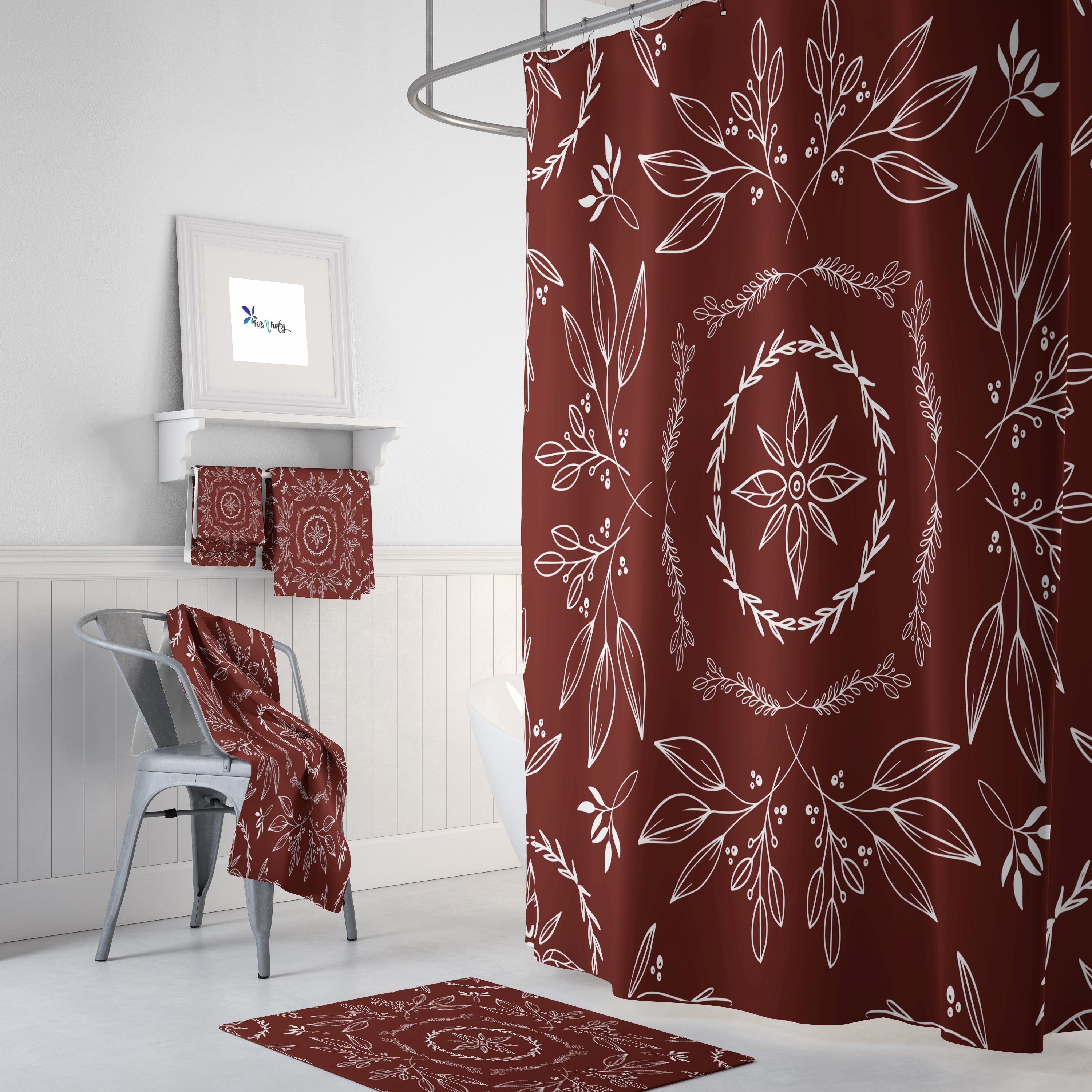 Farmhouse Floral Shower Curtain, Ideal Bathtub Curtain for Serene and Relaxing Atmosphere in Farmhouse Bathrooms