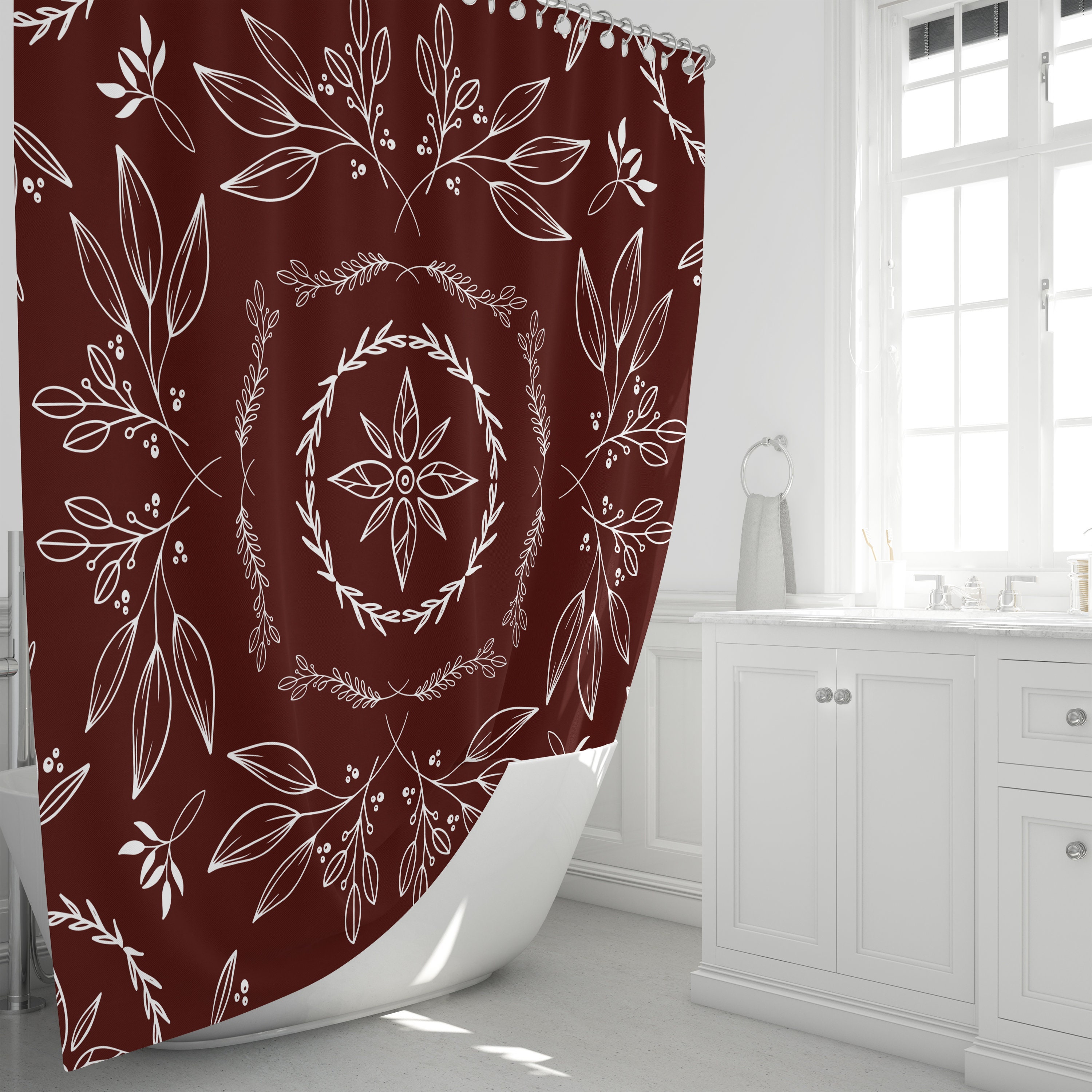 Farmhouse Floral Shower Curtain, Ideal Bathtub Curtain for Serene and Relaxing Atmosphere in Farmhouse Bathrooms - Image 2