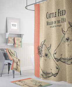Farmhouse Shower Curtain with Cows, Ultra-Soft Bathtub Curtain with Farmhouse Design Elements