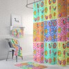 Faux Patchwork Shower Curtain and Bath Accessories Set for a Country Bathroom