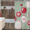 Faux Textured Christmas Shower Curtain, Retro Holiday Bathroom Decor, Festive Tub Accessory