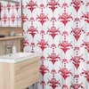 Faux Textured Damask Shower Curtain, Retro Holiday Bathroom Decor, Festive Tub Accessory