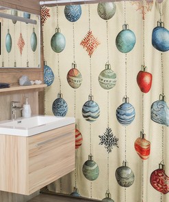 Faux Textured Retro Christmas Shower Curtain Set, Home Gift with Tub Curtain and Bathroom Accessories
