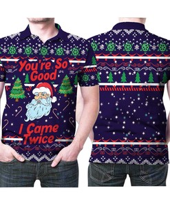 Feel the humor with Santa Claus You Are So Good I Came Twice Funny Christmas Pattern 3D All Over Print Polo Shirt